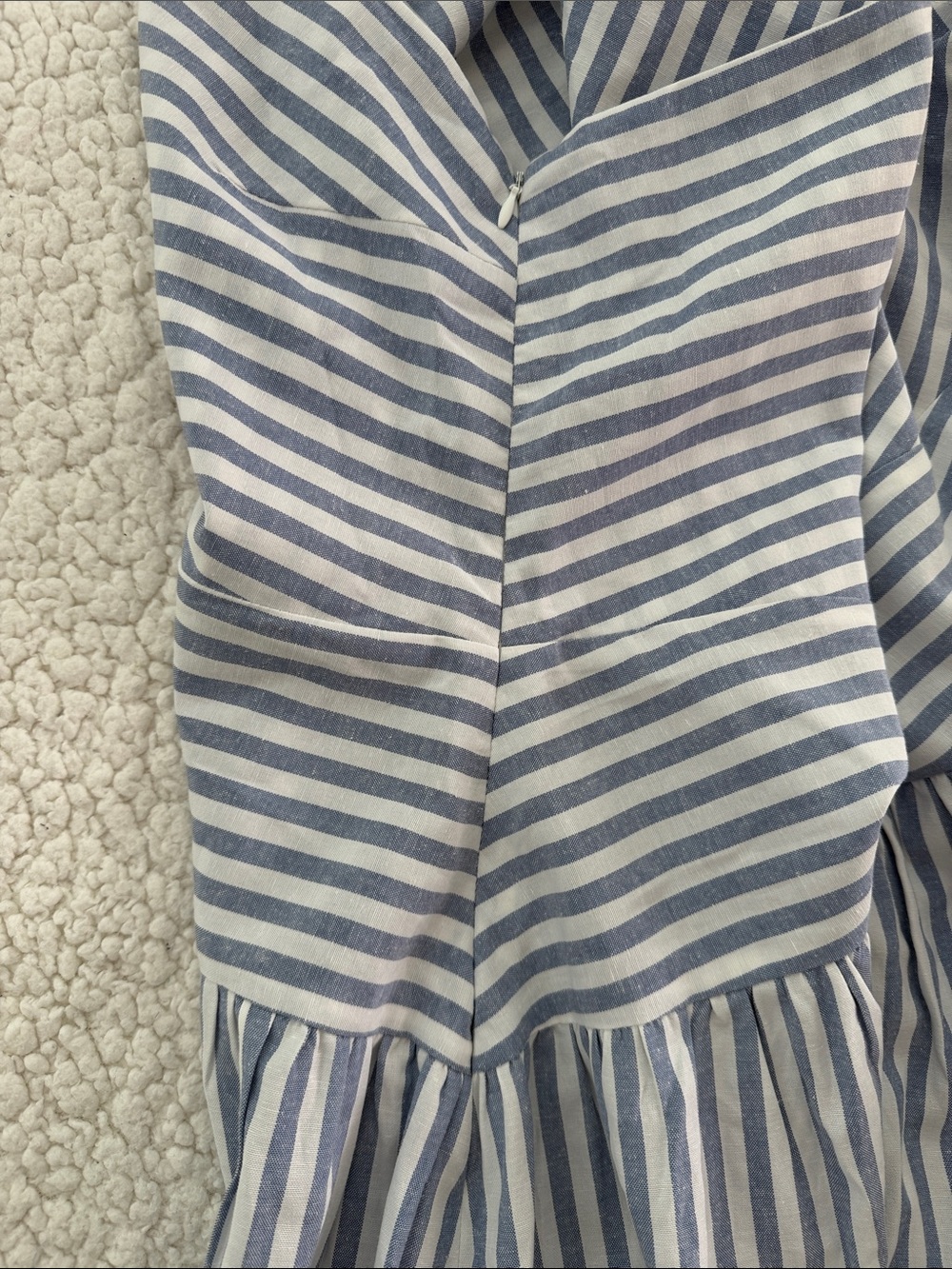 Commense One-Shoulder Blue and White Striped Midi Dress - Picture 5 of 7